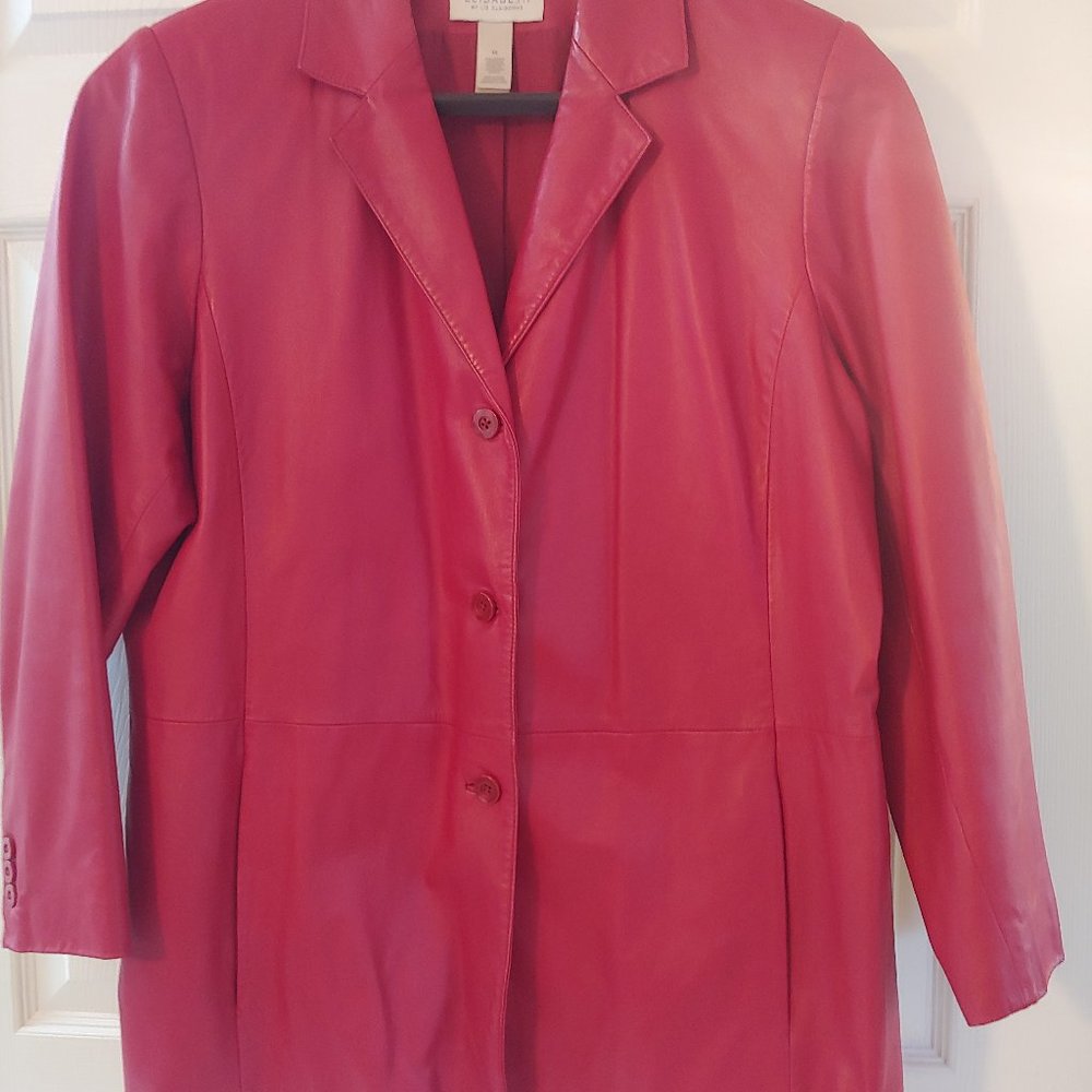 Women's red leather jacket/blazer